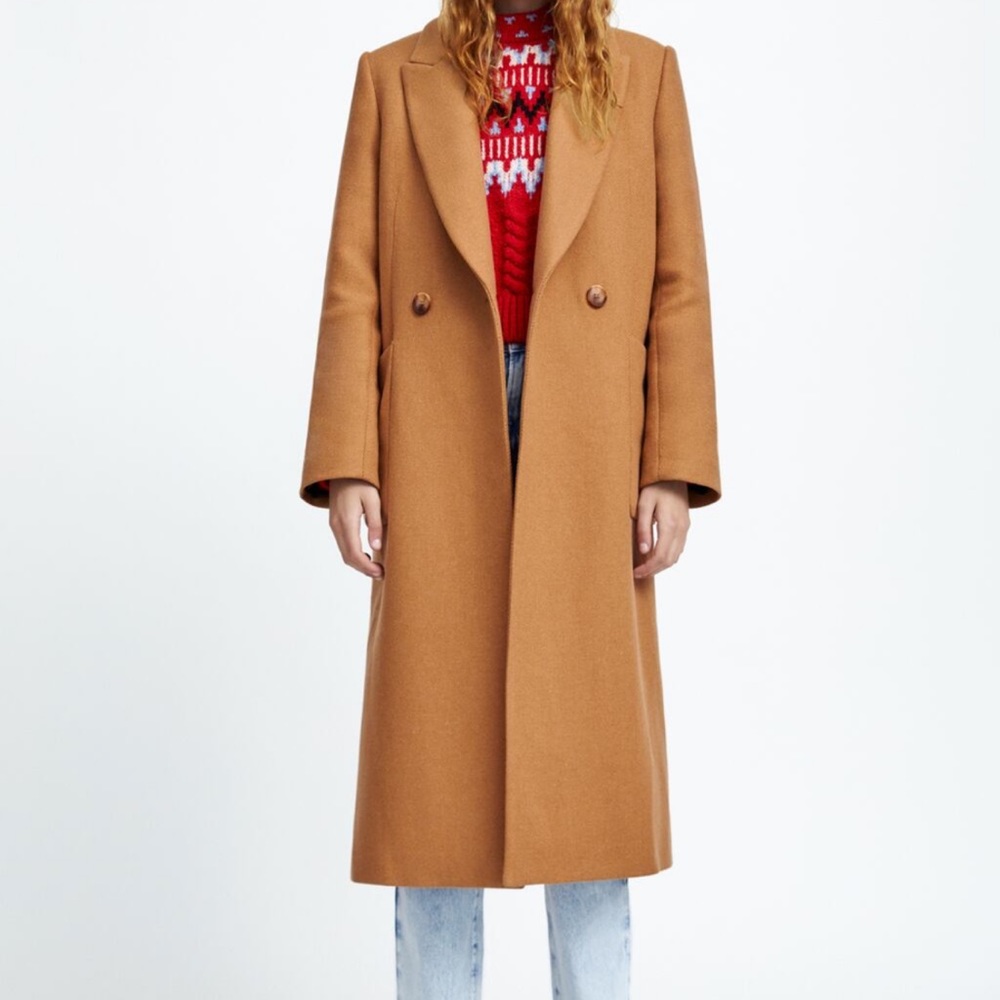 Long brown Zara coat